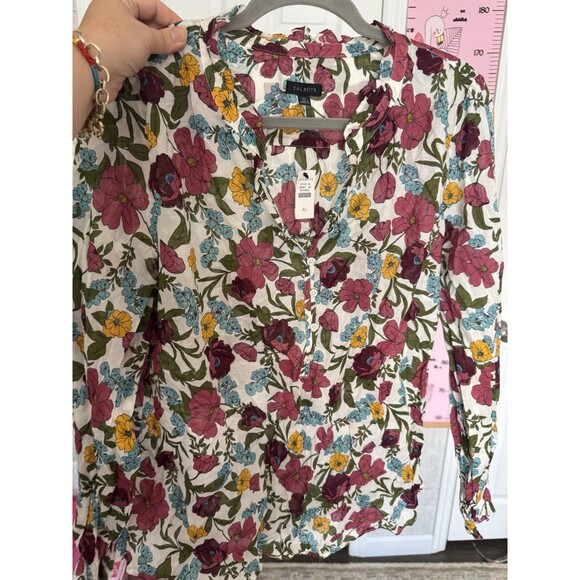NWT Talbots XL Women’s Shirt Button Up Multicolor Long Sleeve Cotton - Picture 6 of 9